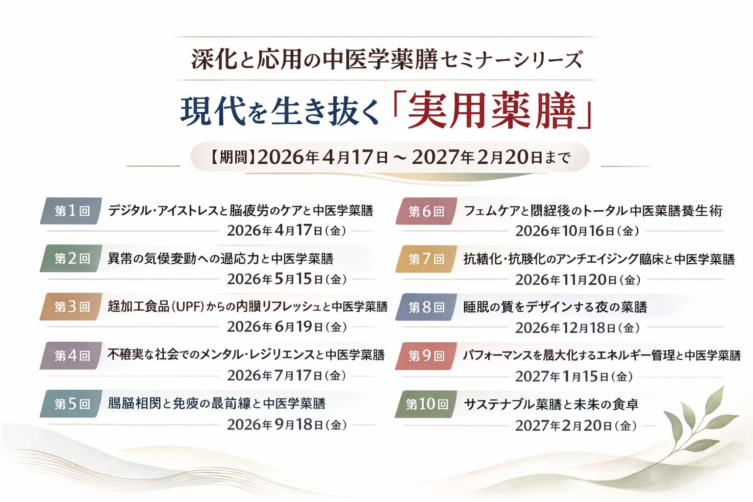 現代を生き抜く「実用薬膳」（深化と応用の中医学薬膳セミナーシリーズ）